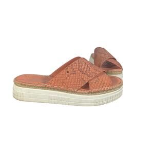 Franco Sarto Size 10 Orange Faux Snakeskin Platform Sandals Slip On Espadrille